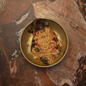 High angle view of food on table