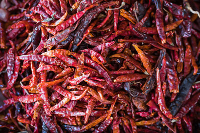 Full frame shot of dry red chili peppers