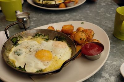 Close-up of breakfast on table