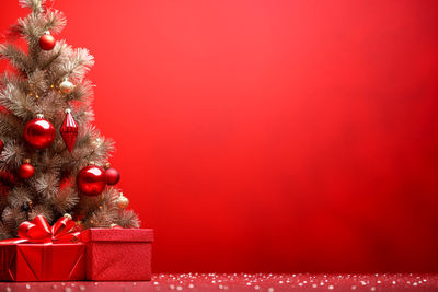 Close-up of christmas decorations on table