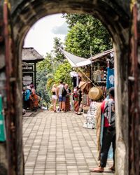 People standing in front of building