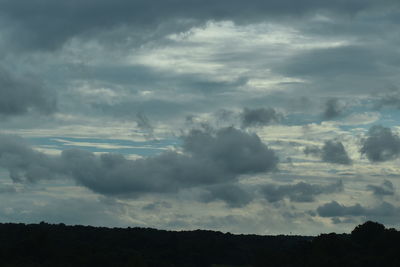 Low angle view of silhouette trees against sky