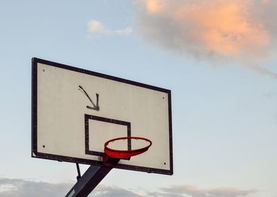 Low angle view of basketball hoop against sky