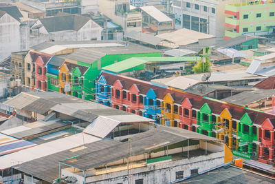 High angle view of residential buildings