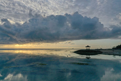Scenic view of sea against sky at sunset