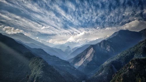 Scenic view of mountains against sky