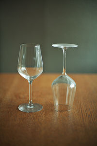 Close-up of wine glass on table