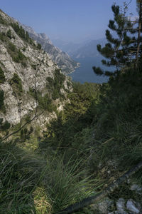 Scenic view of mountains against clear sky