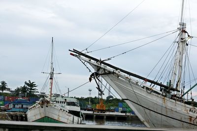 Low angle view of ship against sky