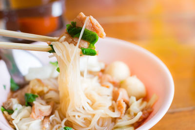 Close-up of fresh meal served in bowl