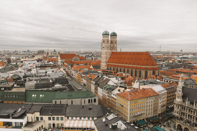 High angle view of buildings in city