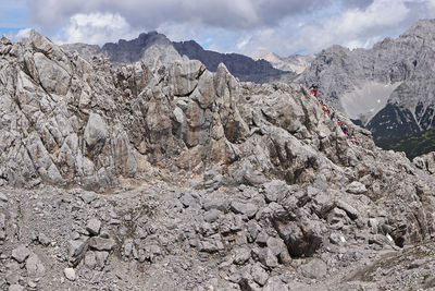 Scenic view of rocky mountains against sky