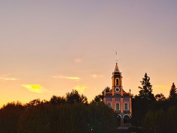 View of bell tower at sunset
