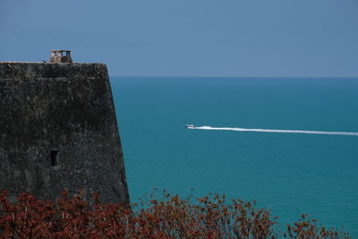 Scenic view of sea against clear sky