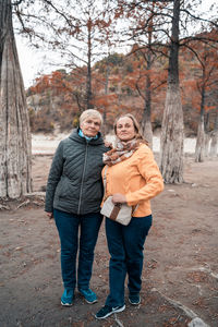 Portrait of couple standing in winter