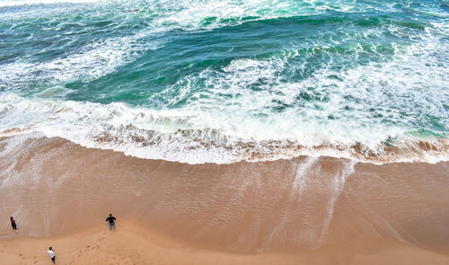 High angle view of people on beach