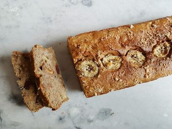 High angle view of bread