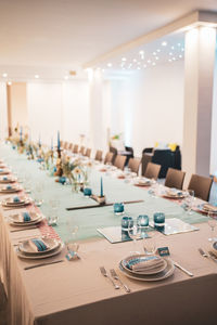 Table and chairs in restaurant