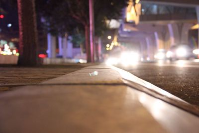 Surface level of road at night