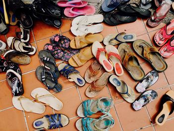 High angle view of shoes on table