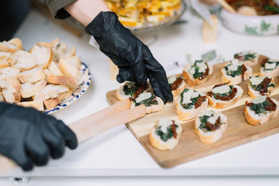 High angle view of food on cutting board