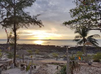 Scenic view of sea against sky at sunset