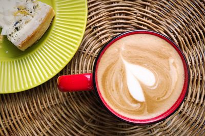 High angle view of coffee on table