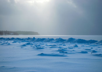 Scenic view of sea against sky during winter