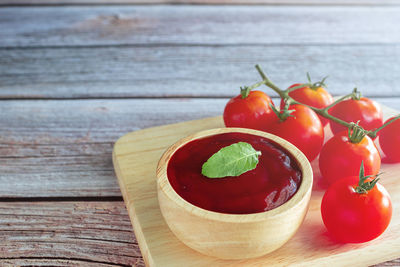 Close-up of fruits in bowl on table