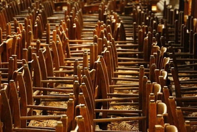 Full frame shot of wooden chairs