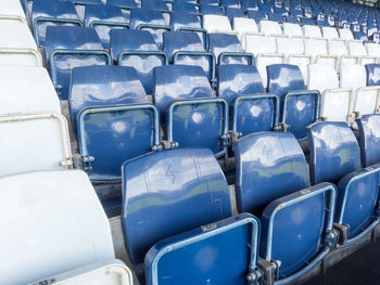 High angle view of empty seats in row