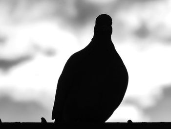 Low angle view of silhouette statue against sky