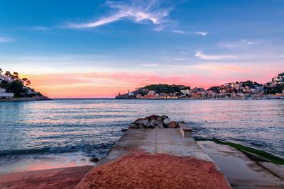 Scenic view of sea against sky during sunset