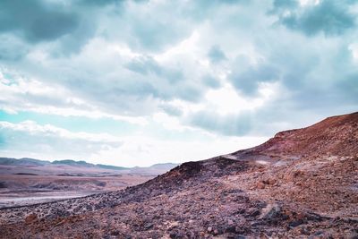 Scenic view of dramatic landscape against sky