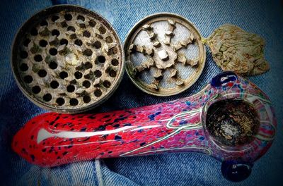 High angle view of spices on table