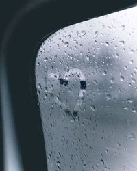 Close-up of raindrops on glass window