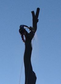 Low angle view of built structure against clear blue sky