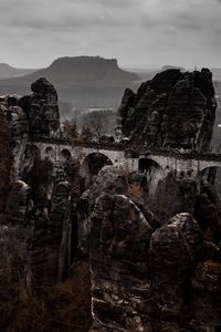 View of rock formation against sky