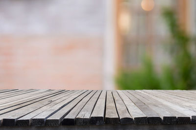 Close-up of wooden roof of building