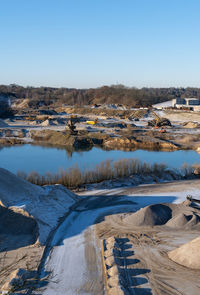 Quarry pond in a large gravel quarrying area