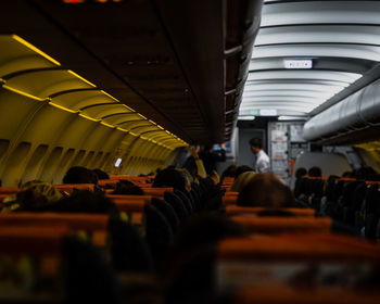 Passengers traveling in airplane