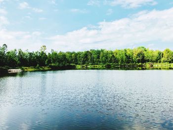 Scenic view of lake against sky