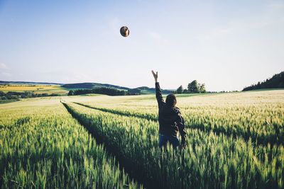 Scenic view of field against cloudy sky
