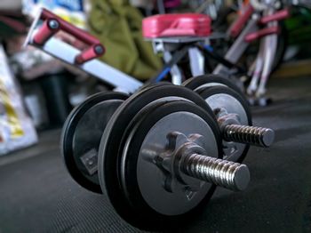 High angle view of bicycle wheel