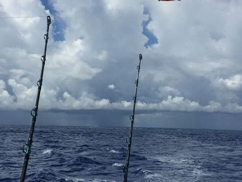 Scenic view of sea against cloudy sky