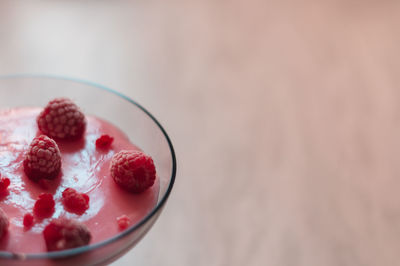 Close-up of dessert in bowl on table