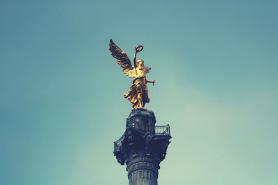 Low angle view of statue against clear sky