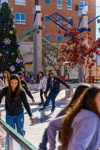 People on street in city