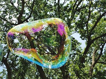 Low angle view of bubbles in park