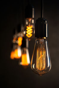 Close-up of illuminated light bulbs